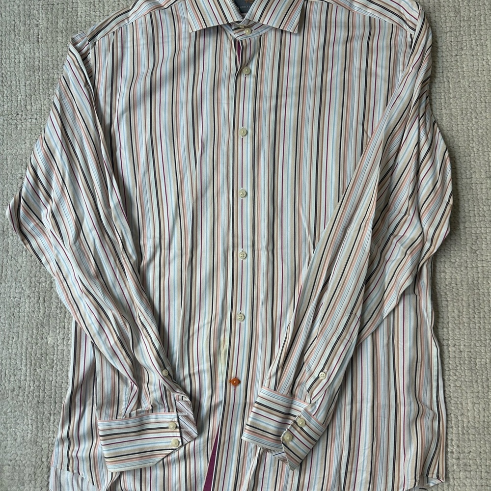 Thomas Dean Striped Men’s Dress Shirt Large - Picture 7 of 7